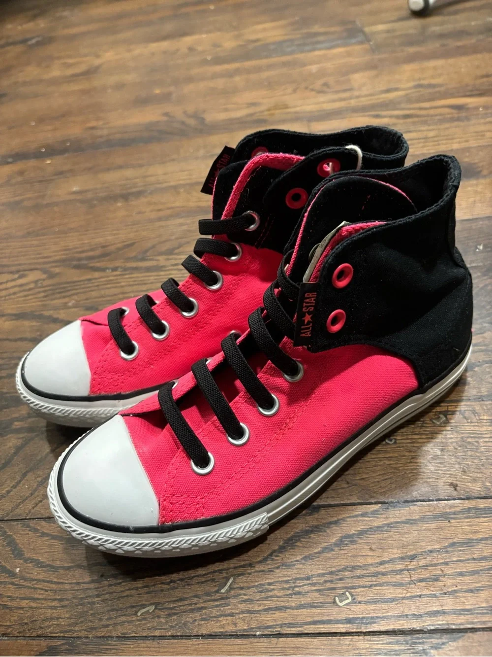 Converse Kids Pink and Black High-Top Sneakers